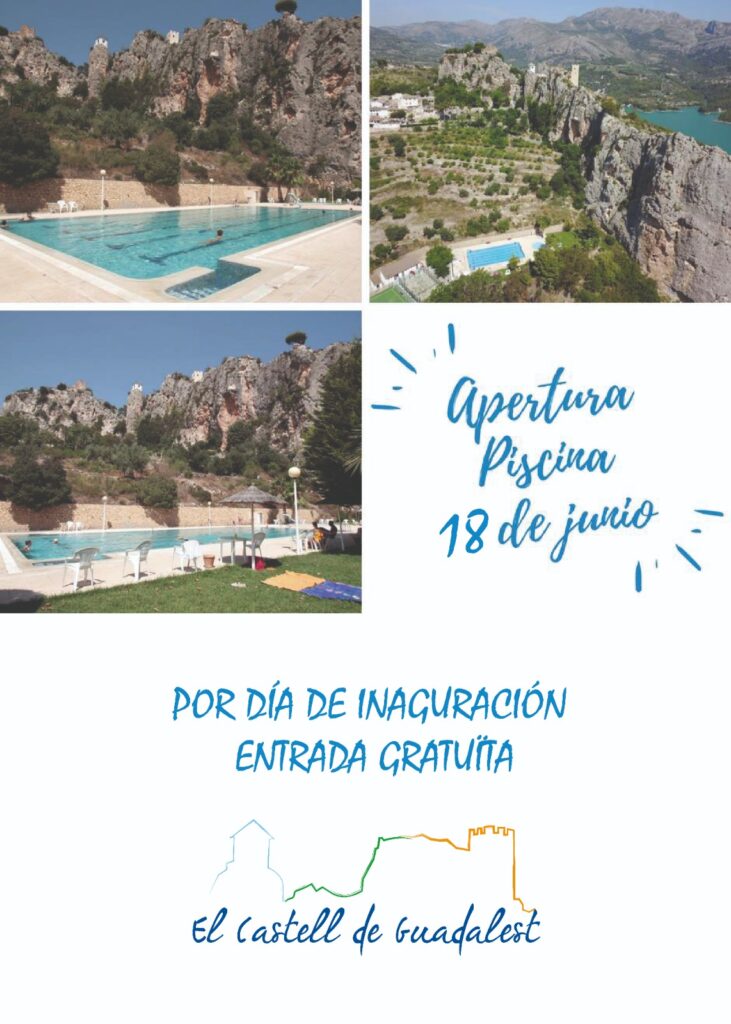 Cartel apertura piscina municipal Guadalest